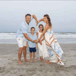 the pease family on the beach